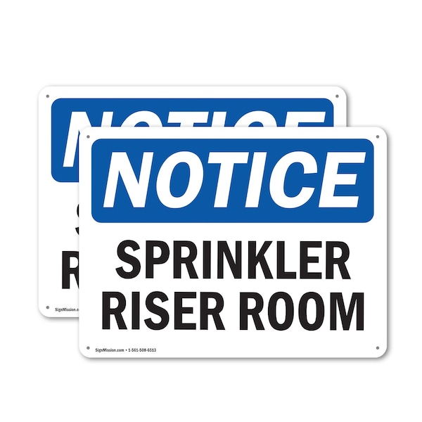 Signmission Sprinkler Riser Room, 18 in W x Rectangle, Aluminum OS-2PACK-NS-A-1218-L-16613 - main